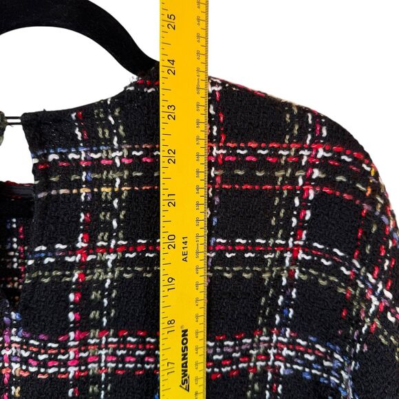 Zara Top Woman's Small Loose Fit Tweed‎ Top Fringe Multi-Color Boho Bell Sleeve - Picture 10 of 12